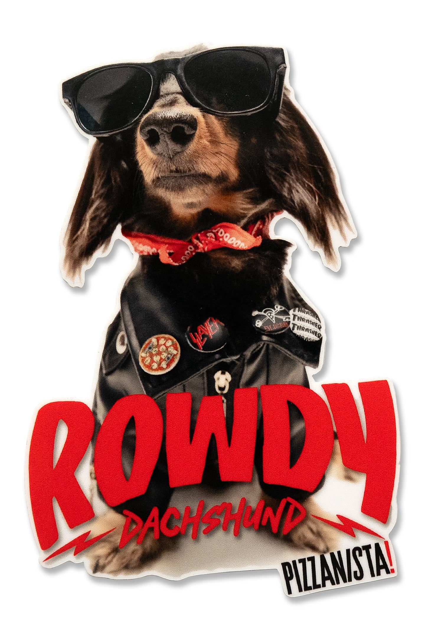 Rowdy Window Sticker Rowdy Dachshund Pro Model Sticker – PIZZANISTA!® Pro Shop